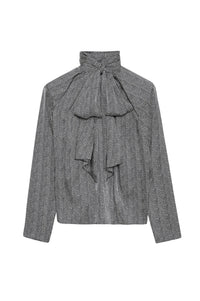 8qty NEW / RACHEL TOP - BLACK AND WHITE HERRINGBONE