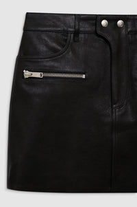 STEEL SKIRT - BLACK LEATHER
