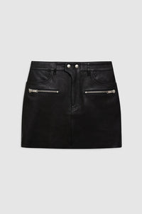 STEEL SKIRT - BLACK LEATHER