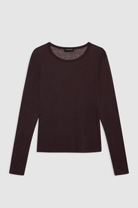 SYLVIE LONG SLEEVE TEE - DARK BROWN
