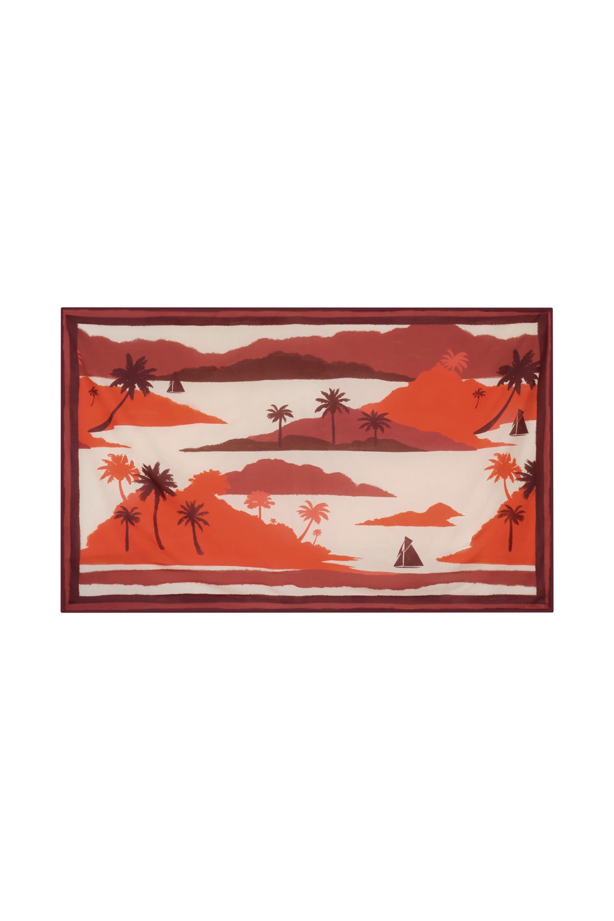 Red / Sailing Landscapes Pareos in Red & Ecru