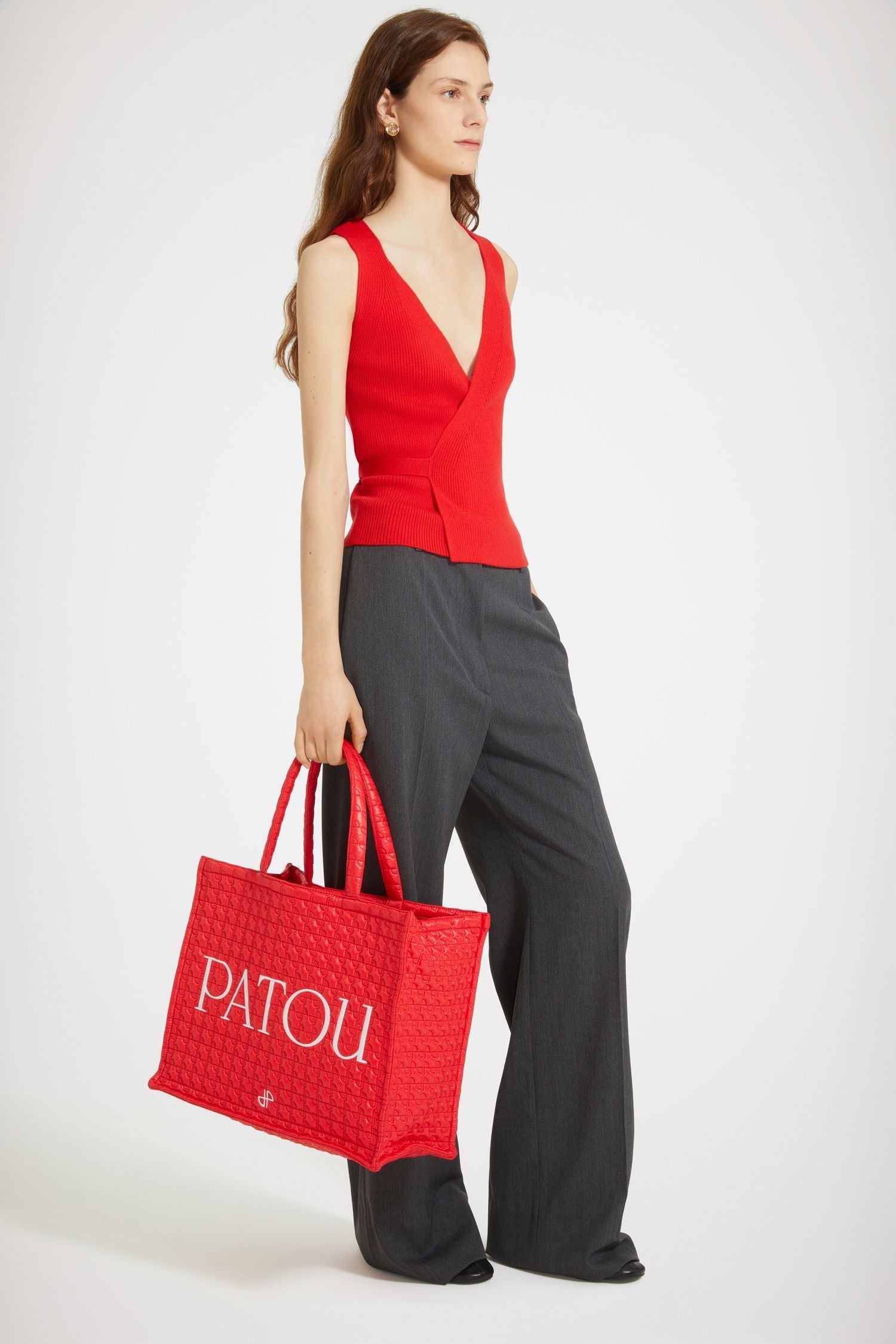 Grand cabas Patou en nylon matelassé éco-responsable - Rouge