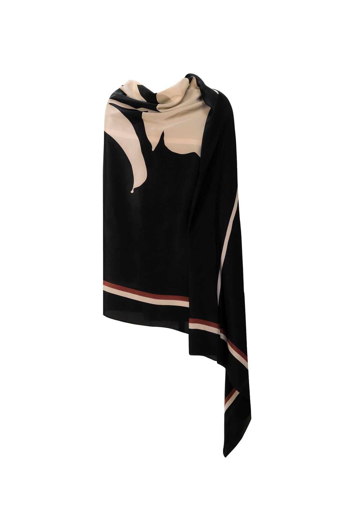 Black / Magnolia Silhouette Shawl