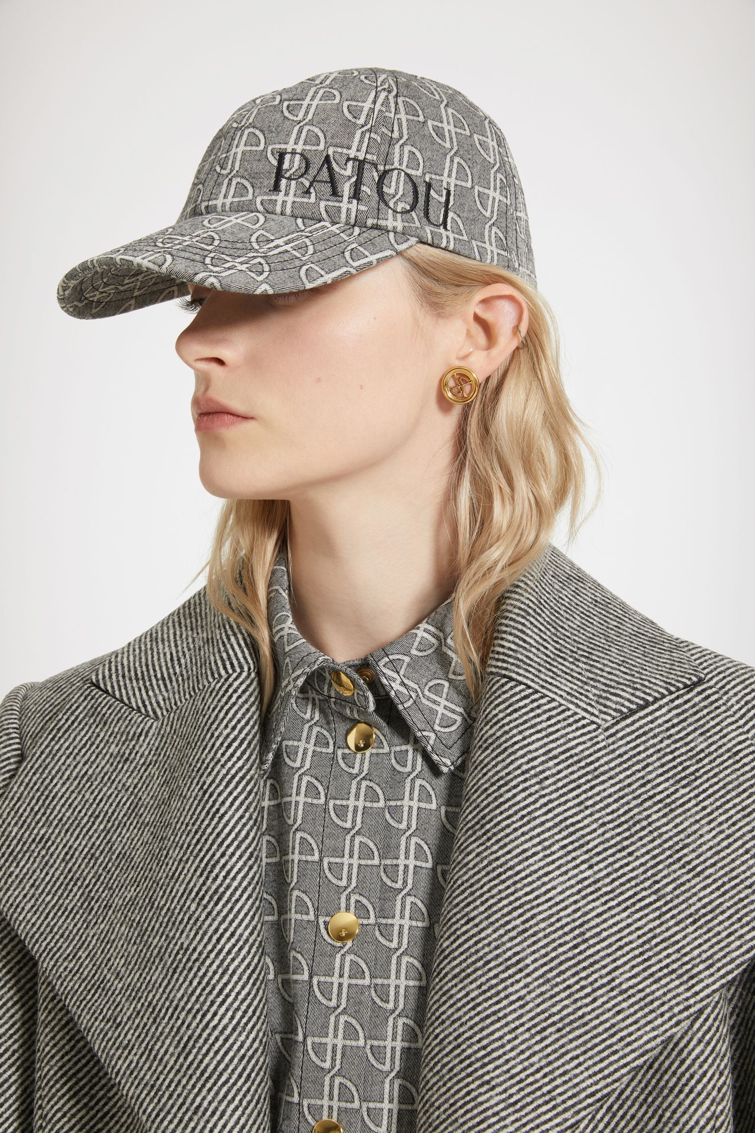 Casquette Patou en jacquard de coton - Noir et Blanc