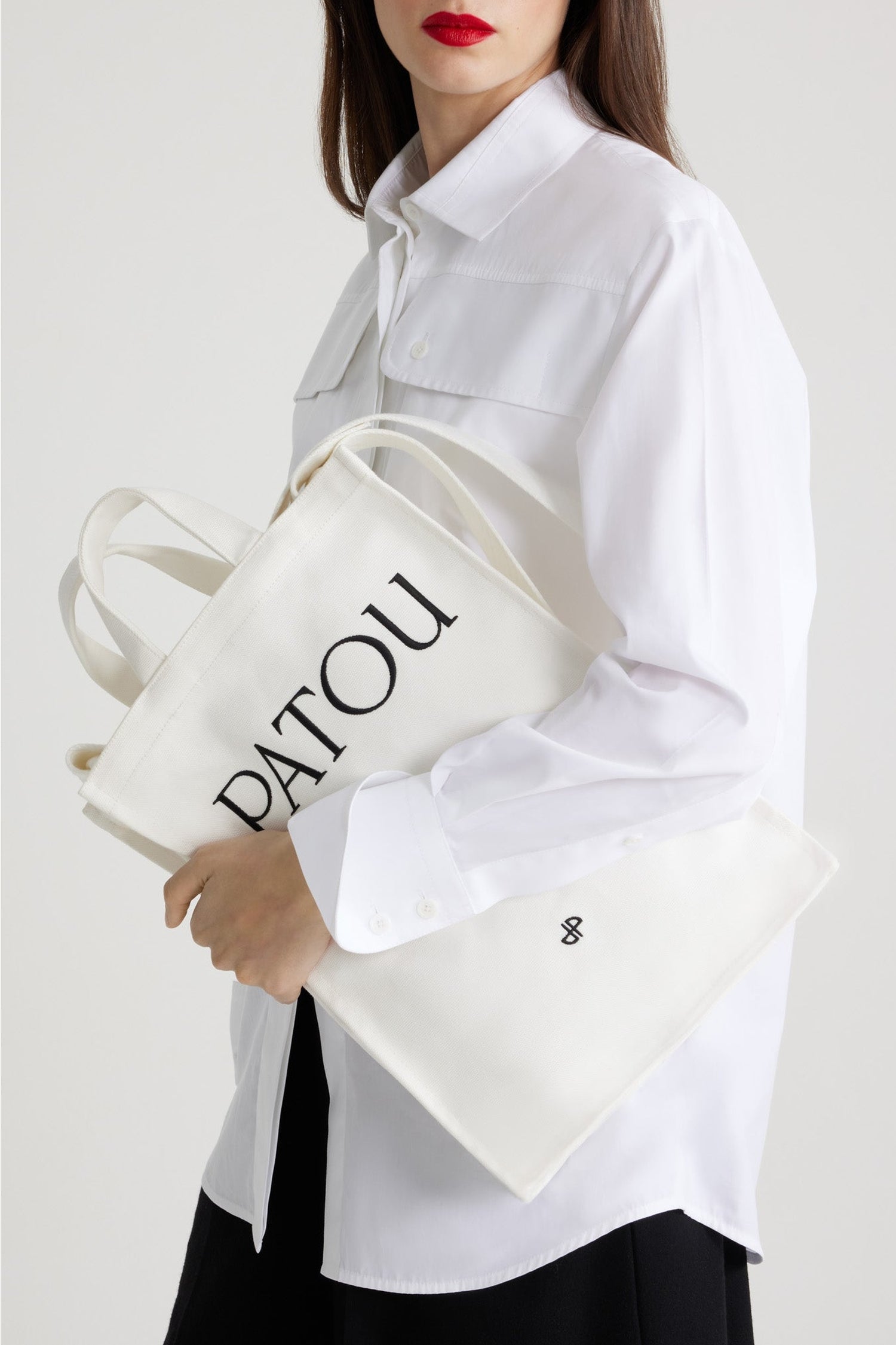 Cabas Patou vertical en coton - Blanc