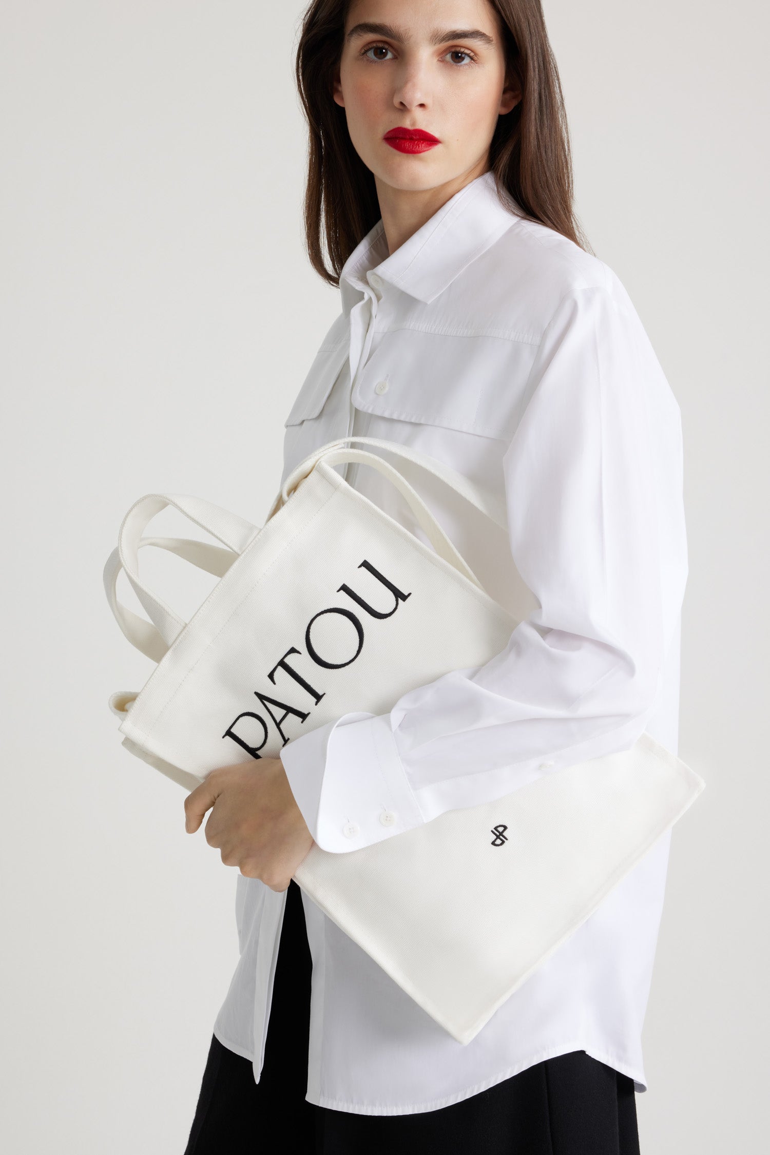 White / Cabas Patou vertical en coton