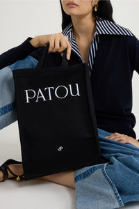 Cabas Patou vertical en coton - Noir
