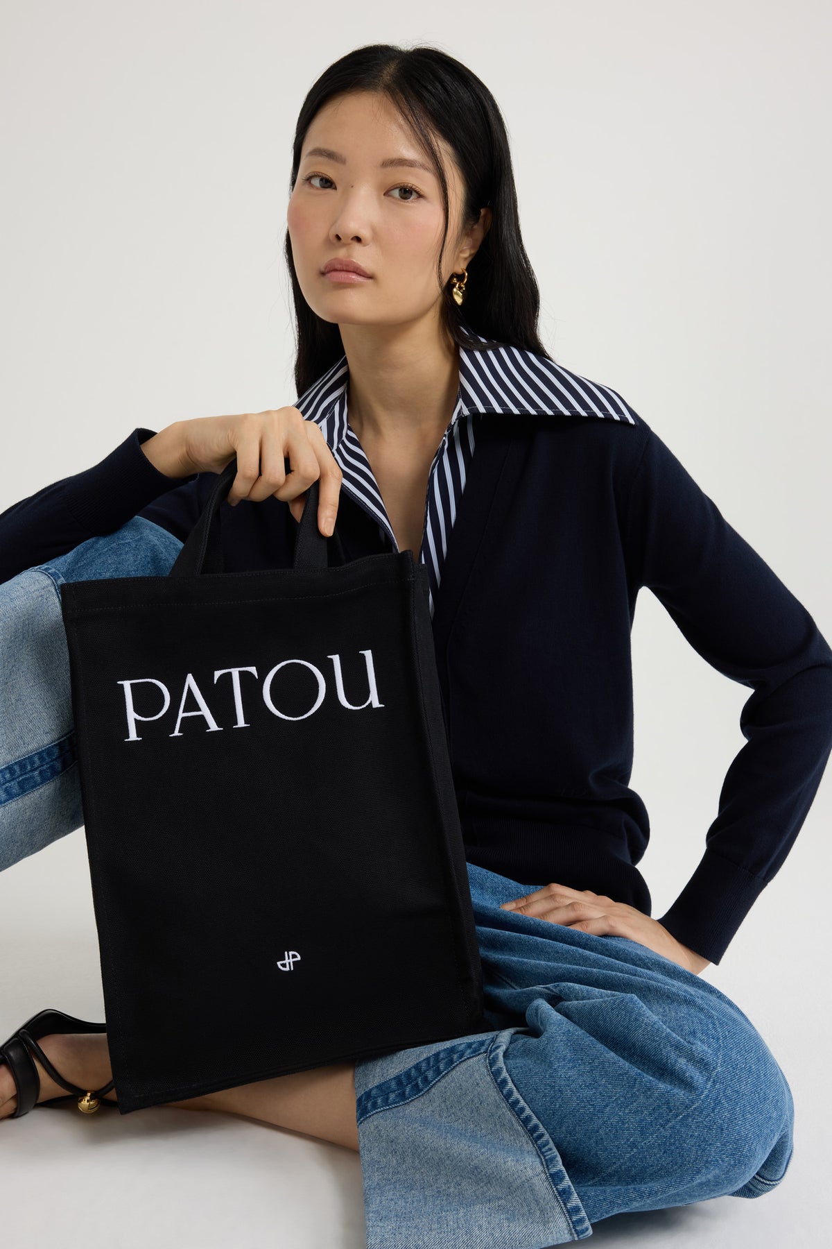 Black / Cabas Patou vertical en coton