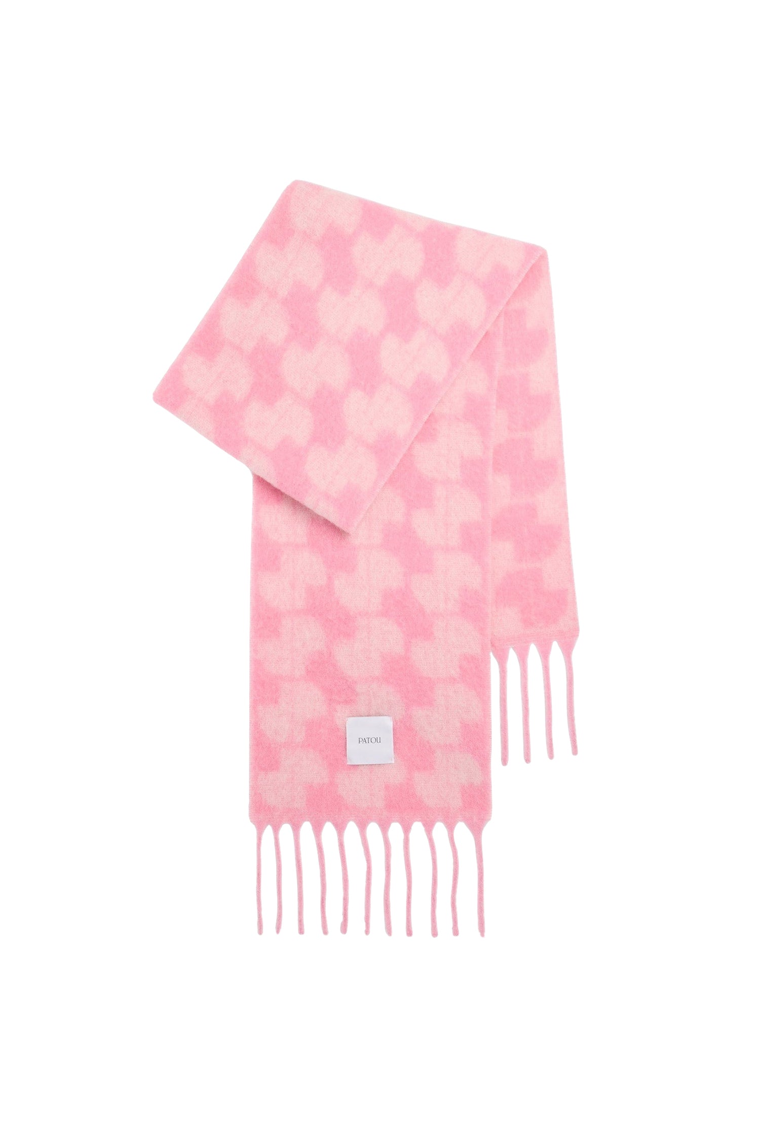 Pink Pearl / Écharpe à monogramme JP en laine d’alpaga mélangée