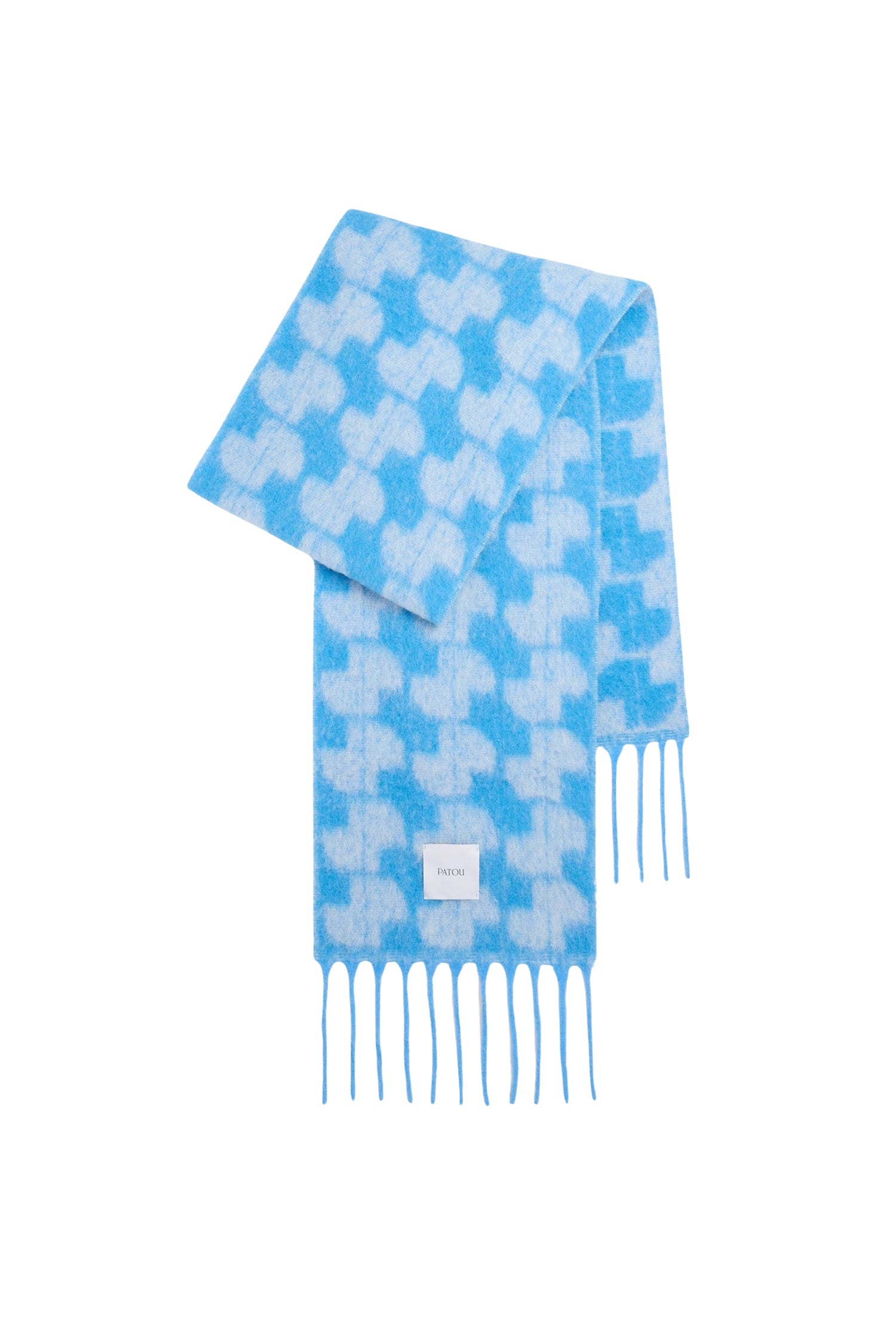 Brittany Blue / Écharpe à monogramme JP en laine d’alpaga mélangée