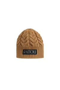 Bonnet tressé en laine - Marron Châtaigne