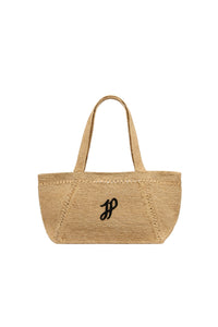 Vanilla / Grand cabas trapèze à monogramme JP en raphia