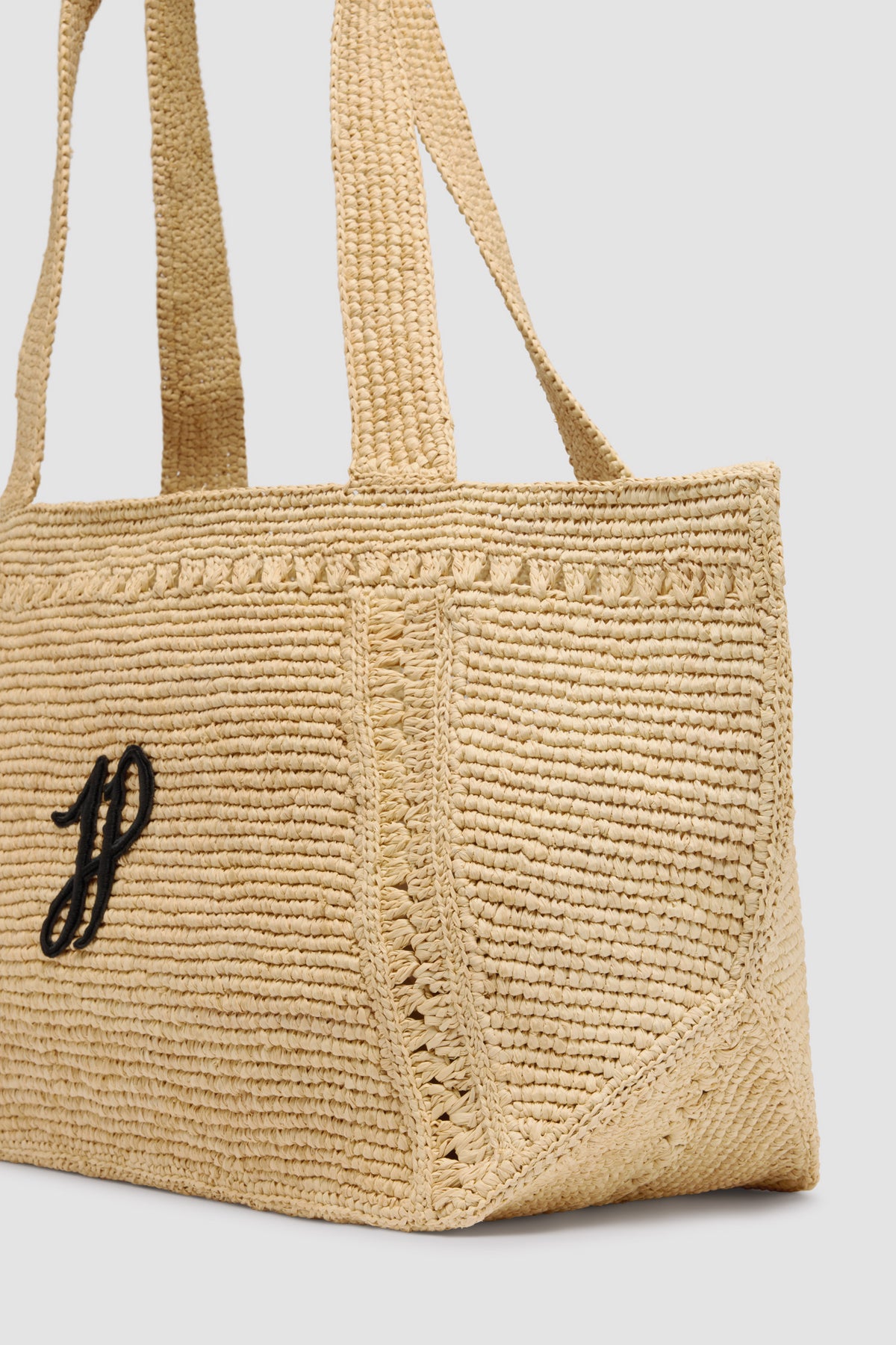 Vanilla / Grand cabas trapèze à monogramme JP en raphia