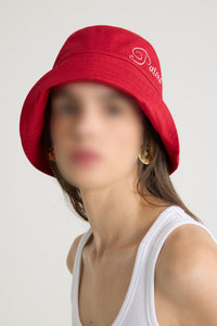 Bob à logo Patou brodé en coton - Rouge