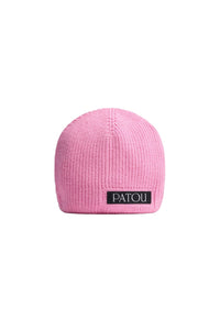 Bonnet logo Patou en laine et cachemire - Rose Perle