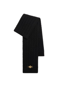 Black / Écharpe en maille torsadée en laine et cachemire