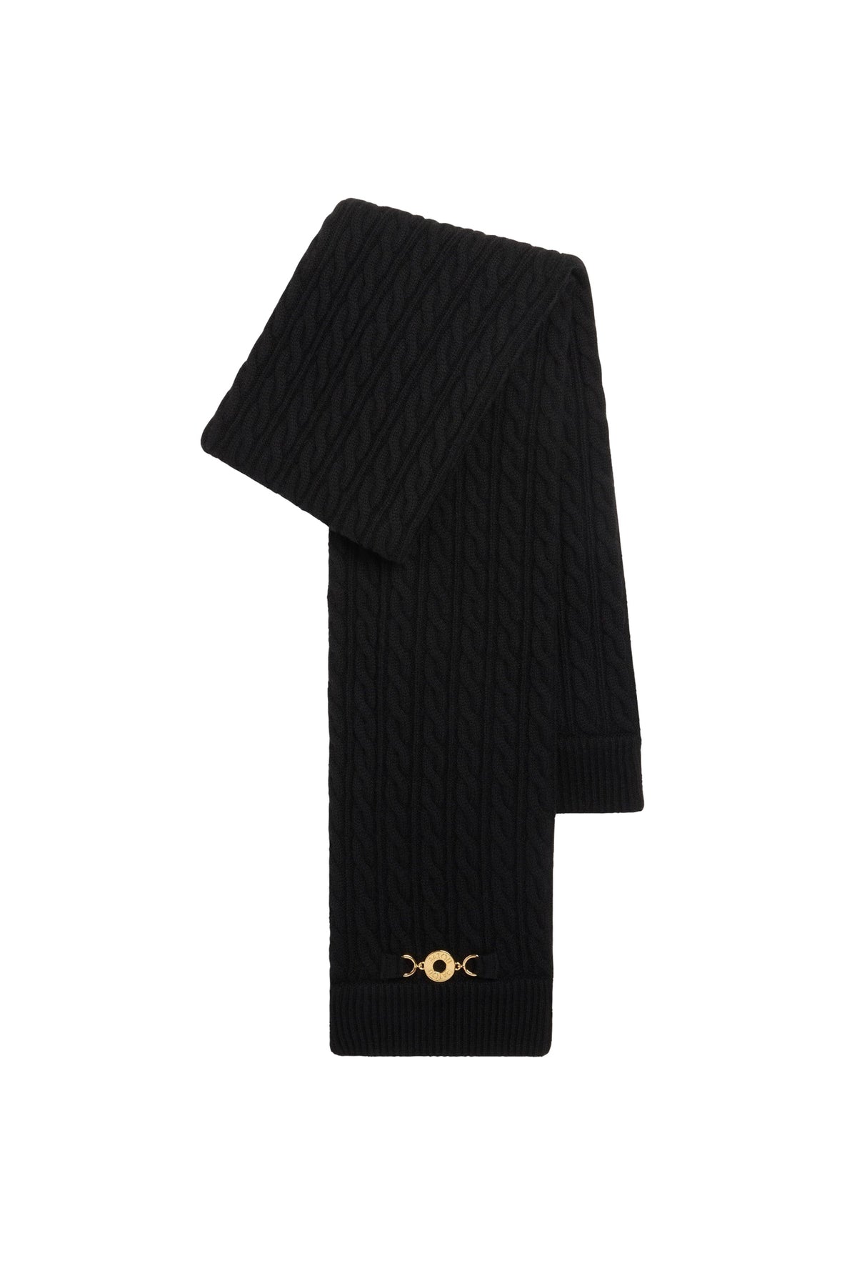 Black / Écharpe en maille torsadée en laine et cachemire