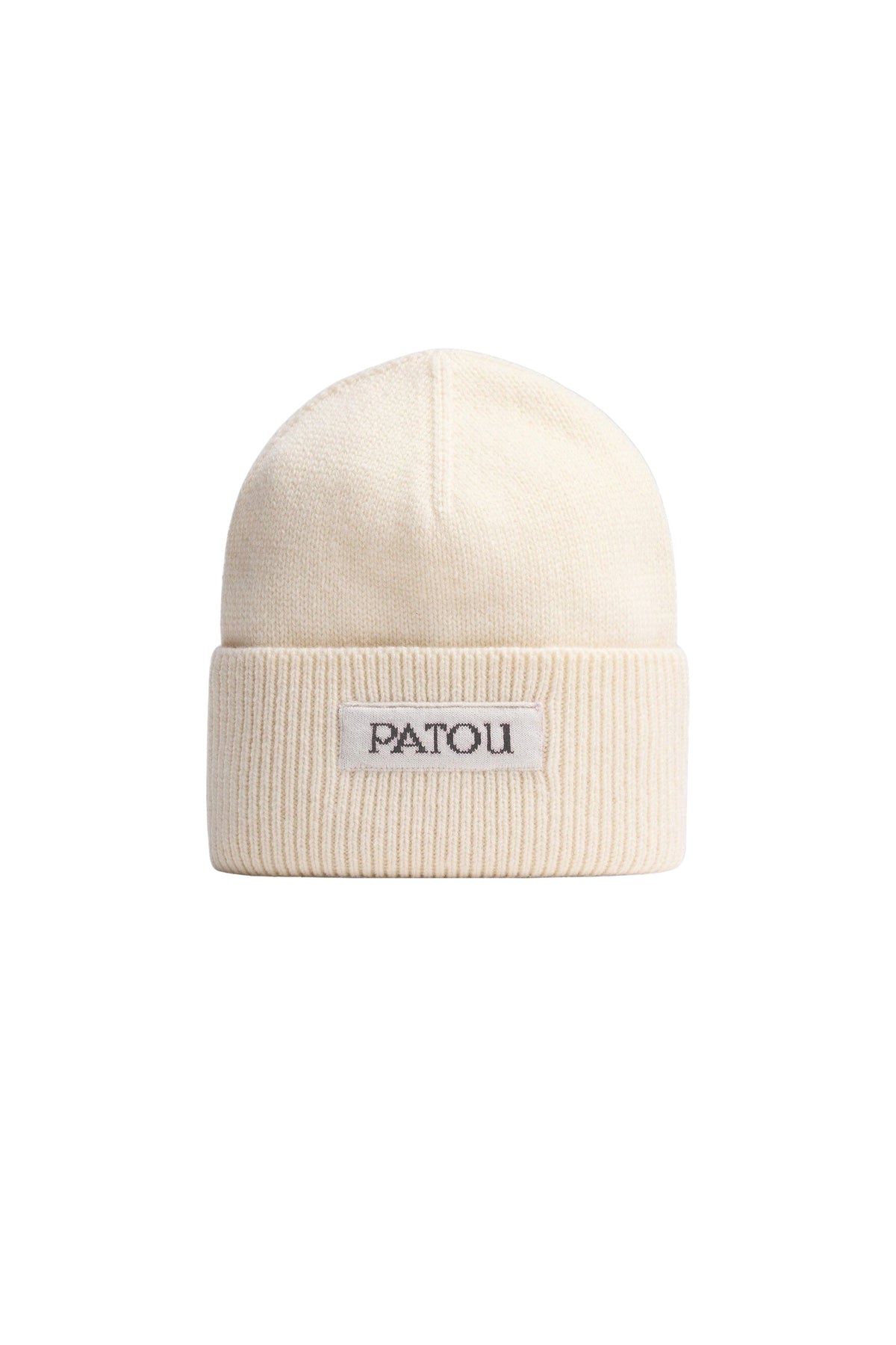 White / Bonnet avec étiquette Patou en laine et cachemire