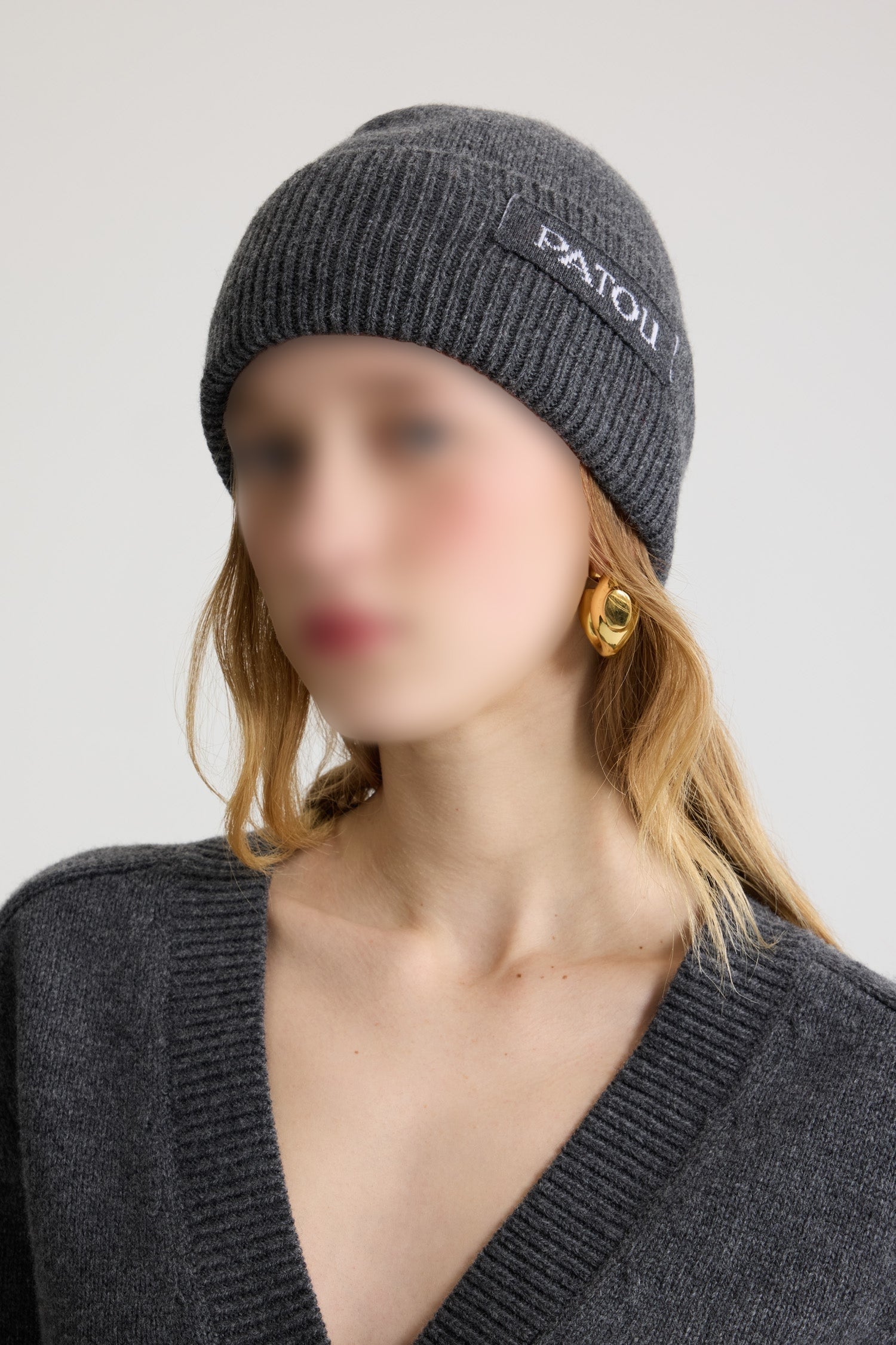 Bonnet logo Patou en laine et cachemire - Mercury