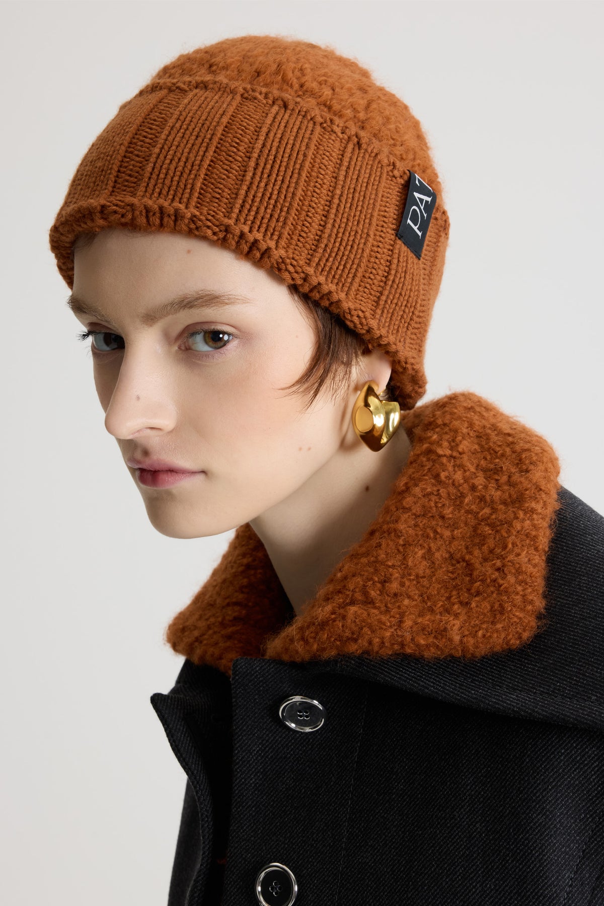 Pumpkin Spice / Bonnet en maille bouclée en mélange de laine et d’alpaga