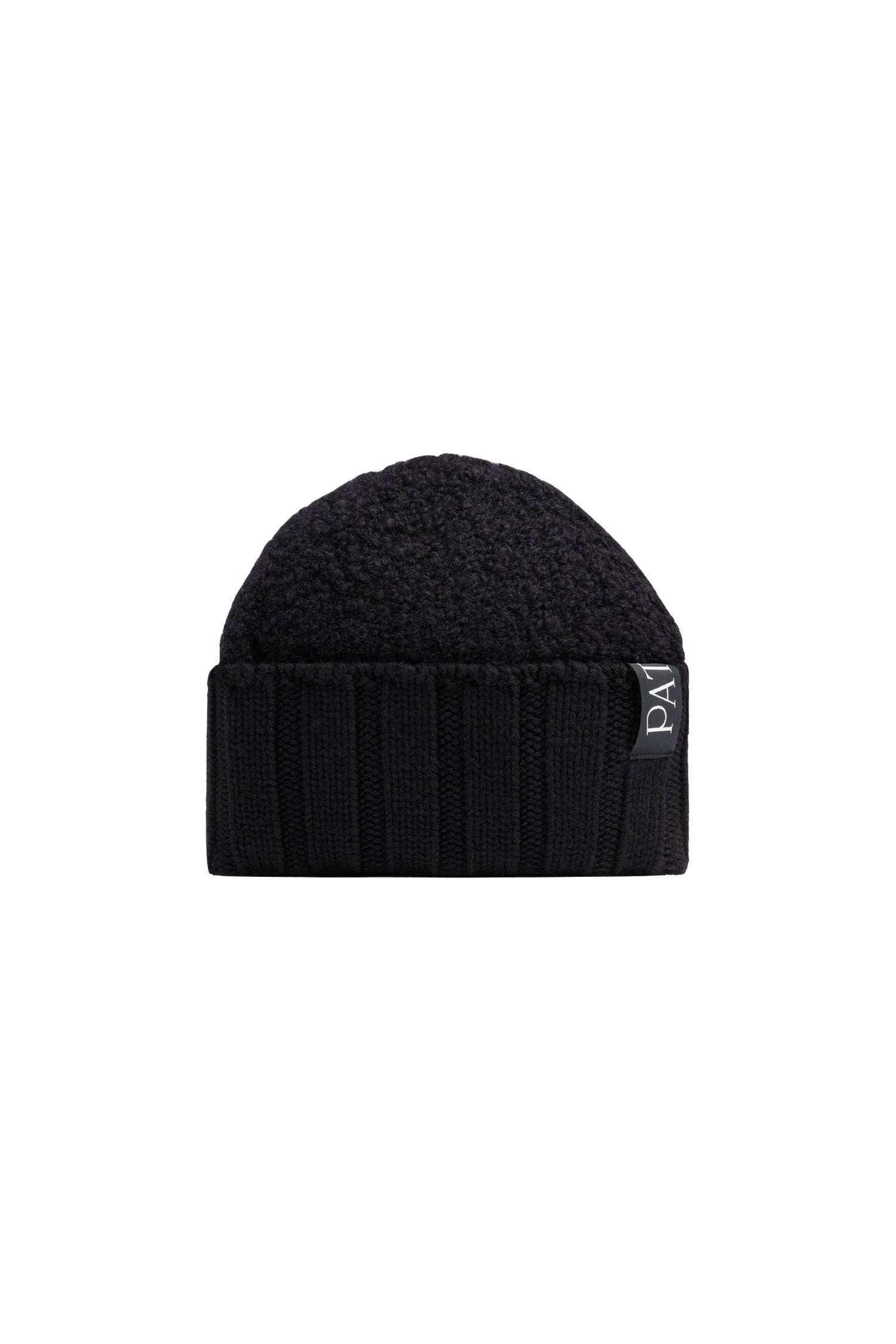Black / Bonnet en maille bouclée en mélange de laine et d’alpaga