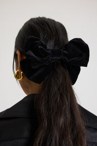 Black / Barrette nœud en velours de coton
