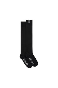 Black / Chaussettes montantes côtelées en coton mélangé