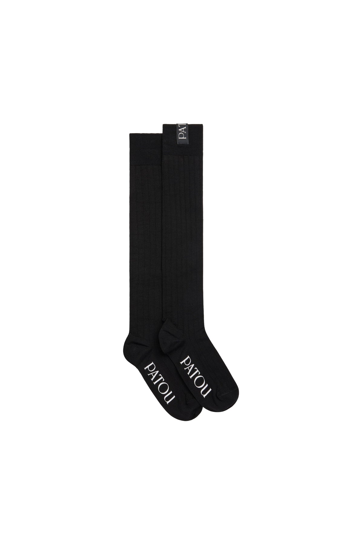 Black / Chaussettes montantes côtelées en coton mélangé