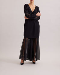 Robe Academy en laine à détails brodés - Black
