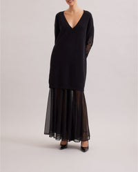 Robe Academy en laine à détails brodés - Black
