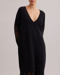 Robe Academy en laine à détails brodés - Black