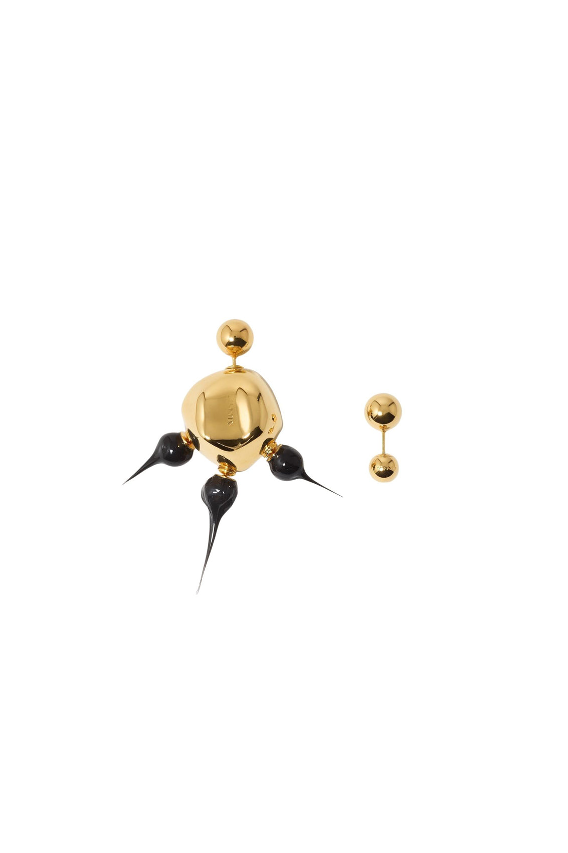 Round asymmetrical Spike earrings - Black