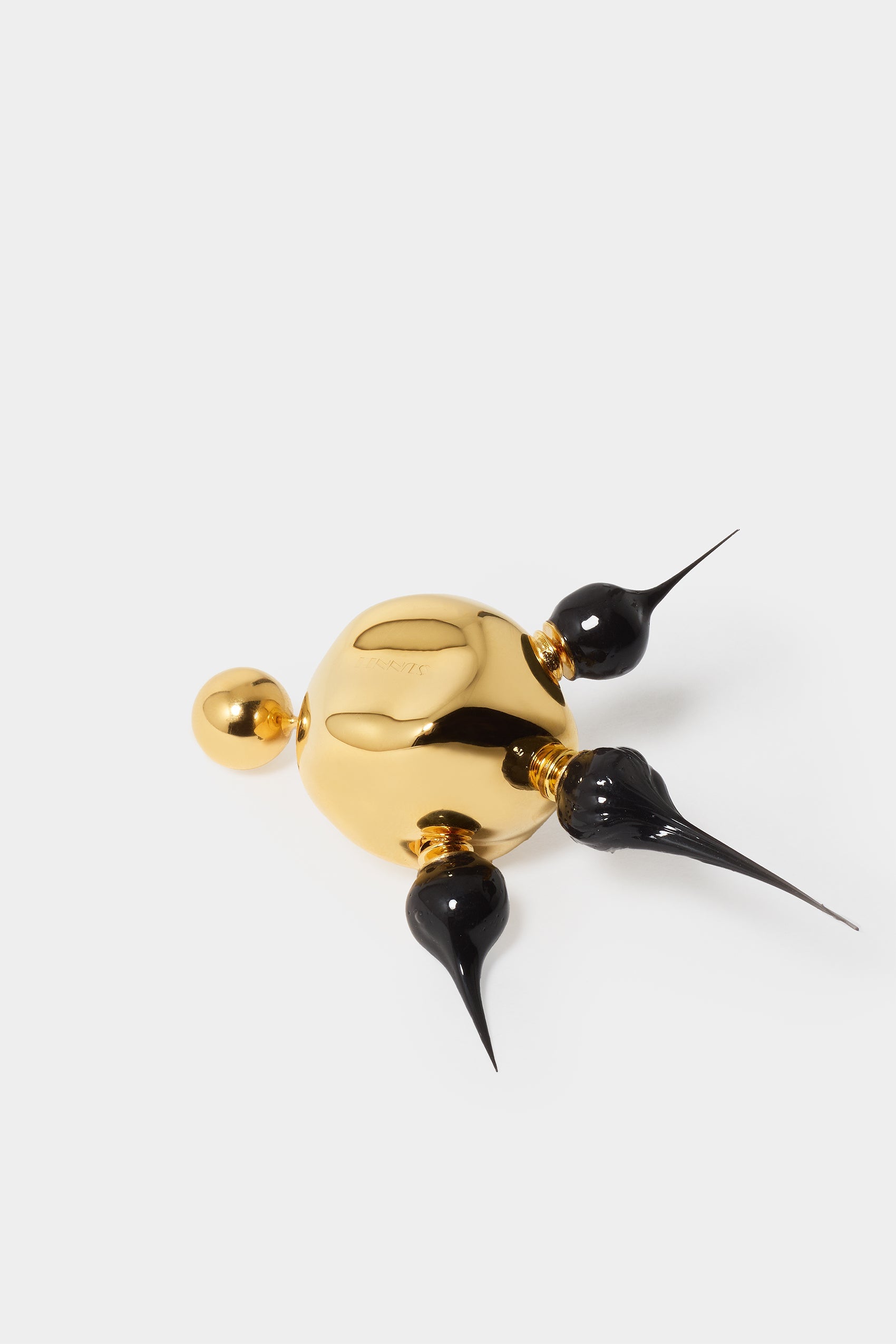 Round asymmetrical Spike earrings - Black
