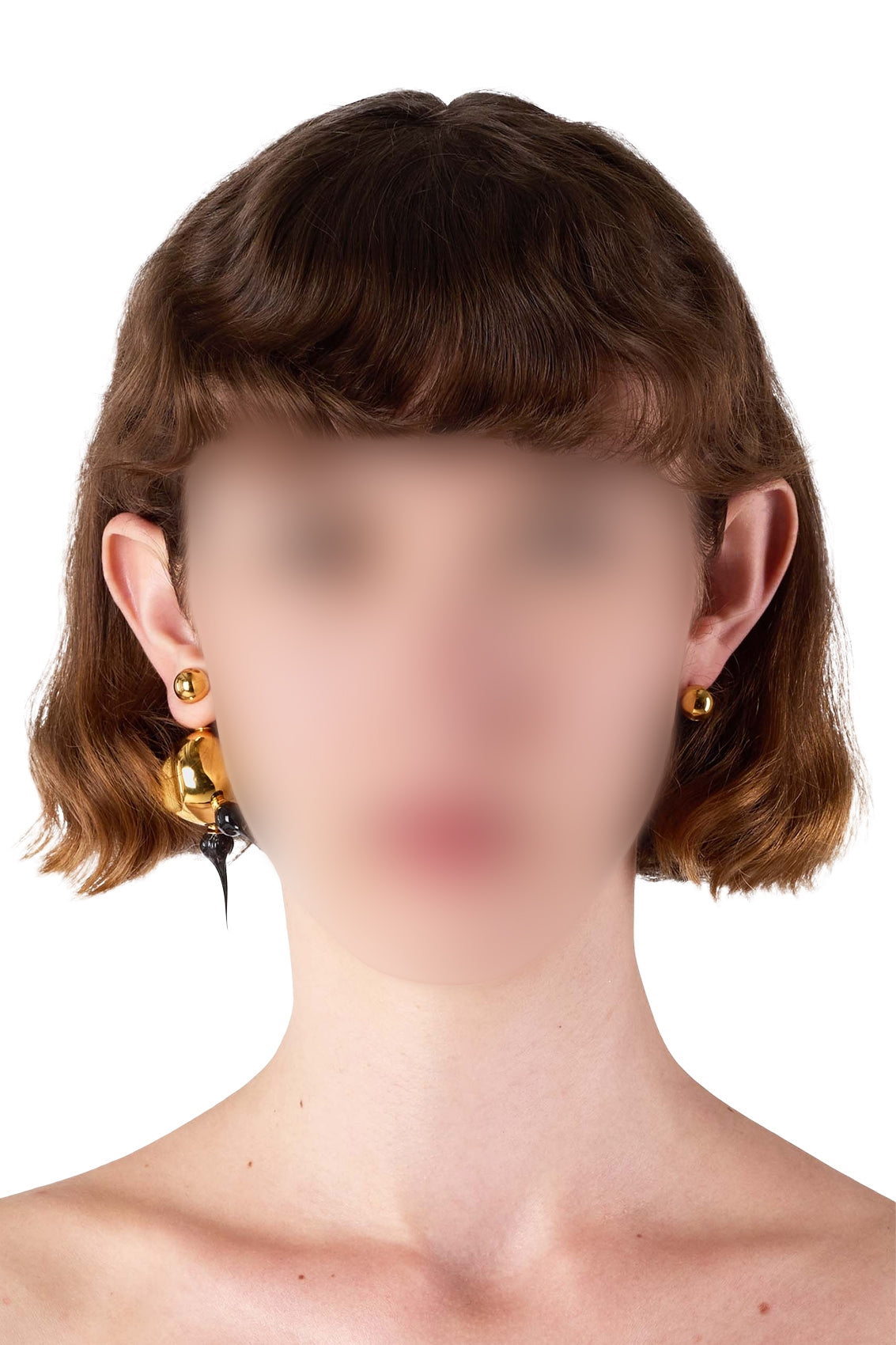 Round asymmetrical Spike earrings - Black