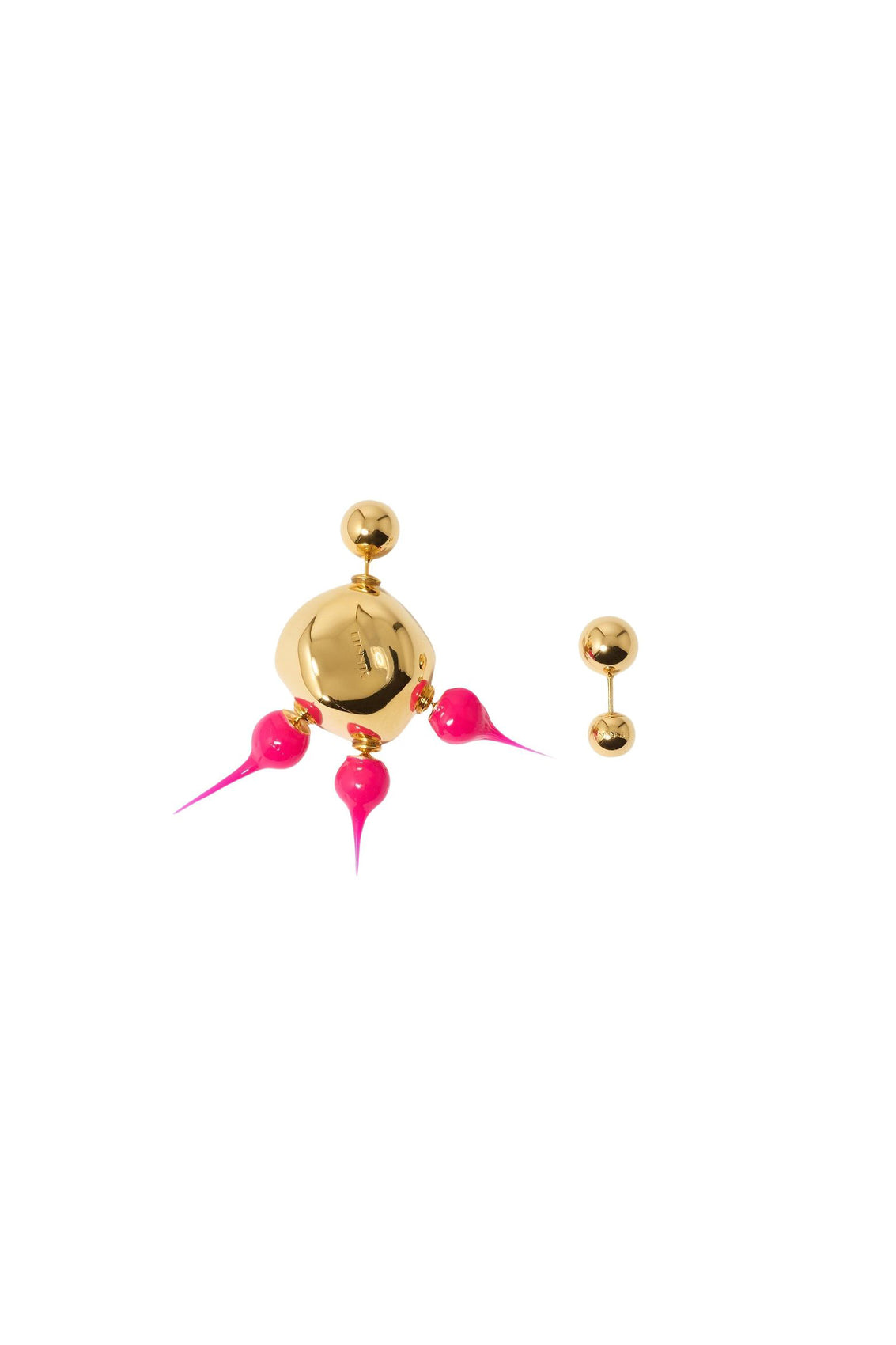 Round asymmetrical Spike earrings - Fuchsia