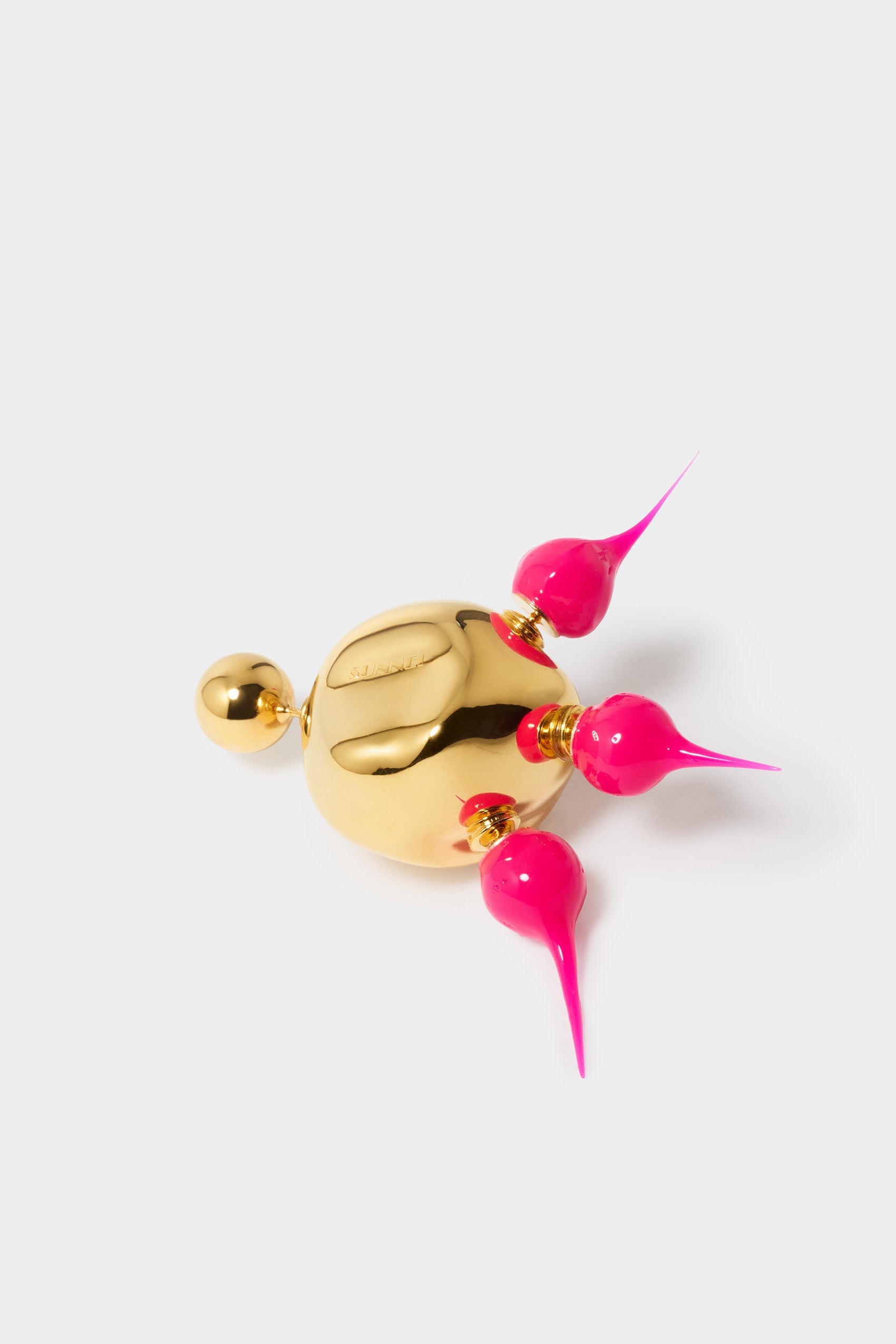 Round asymmetrical Spike earrings - Fuchsia