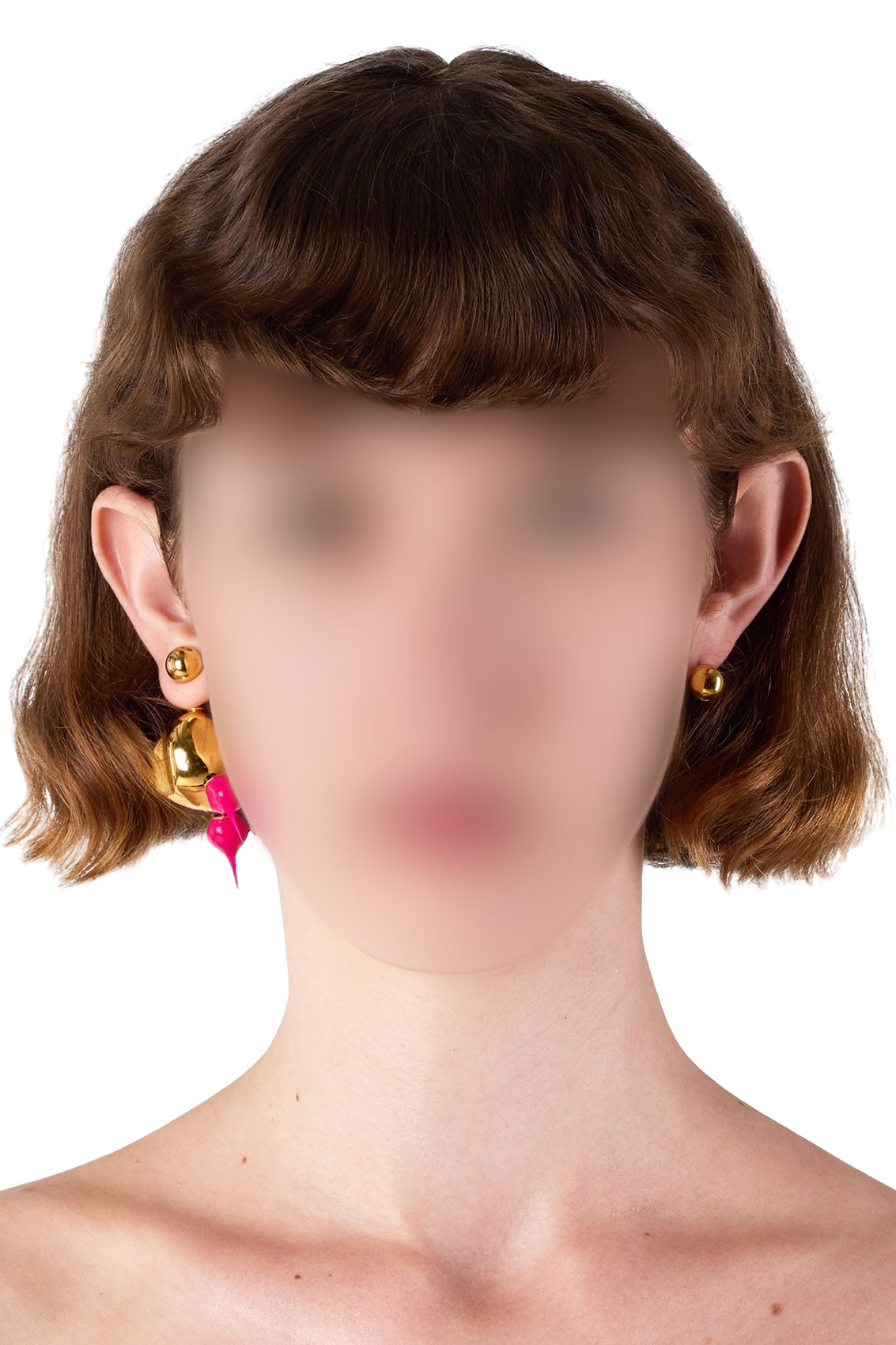 Round asymmetrical Spike earrings - Fuchsia