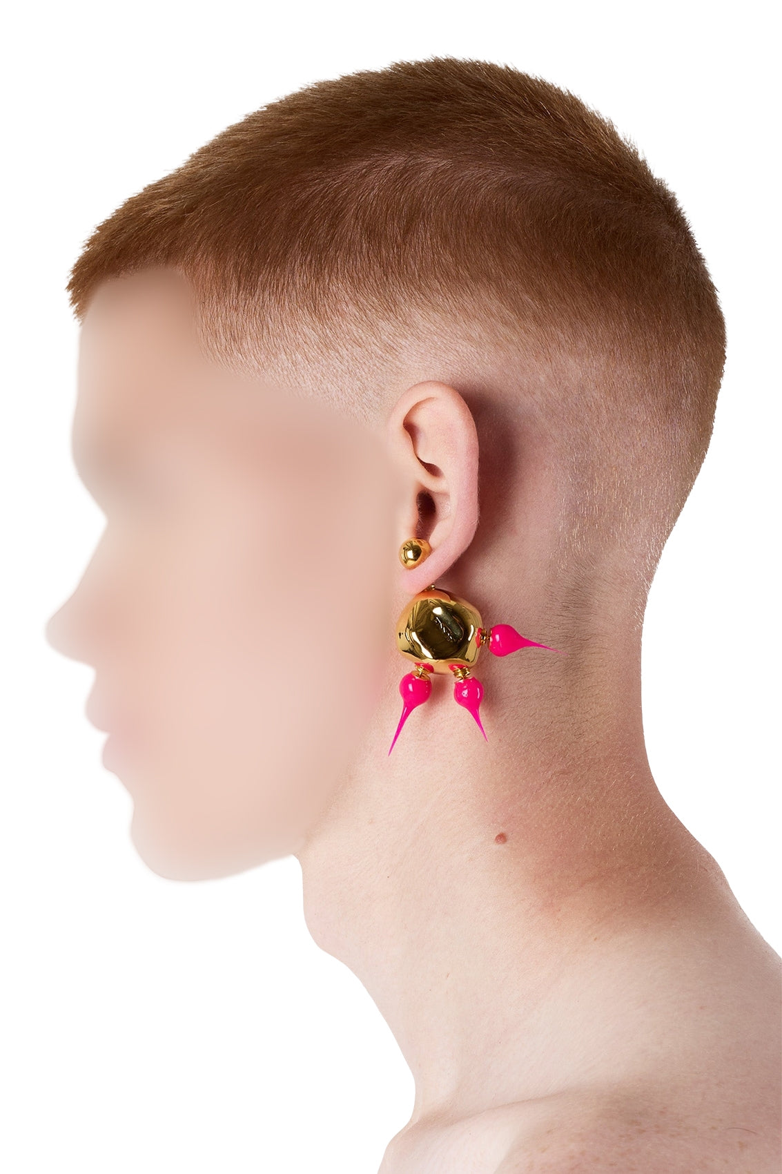 Round asymmetrical Spike earrings - Fuchsia
