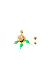 Round asymmetrical Spike earrings - Neon Green