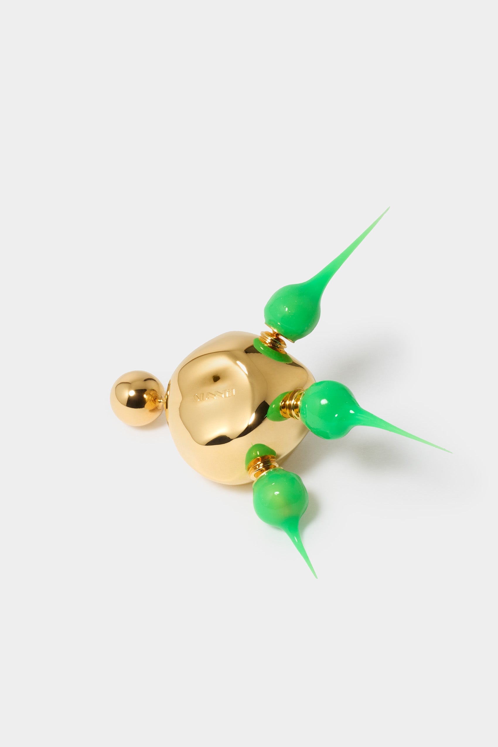 Round asymmetrical Spike earrings - Neon Green