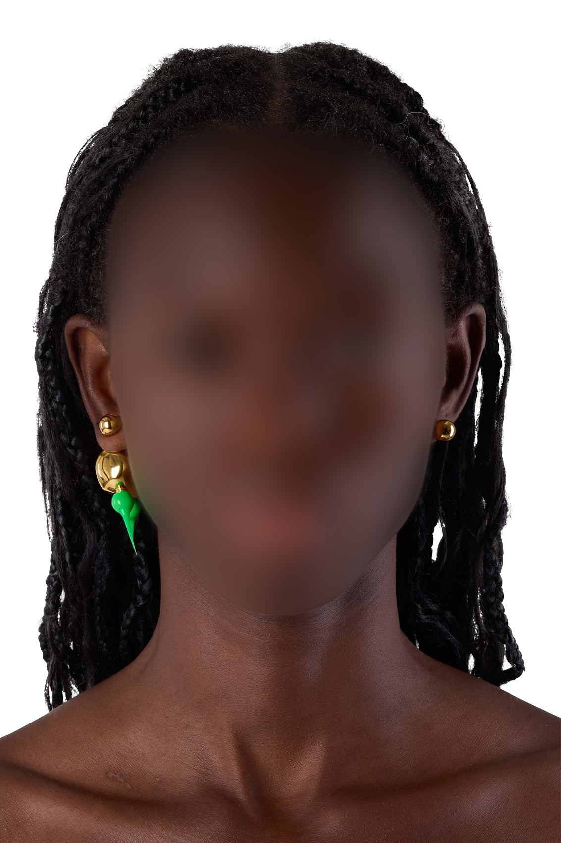 Round asymmetrical Spike earrings - Neon Green