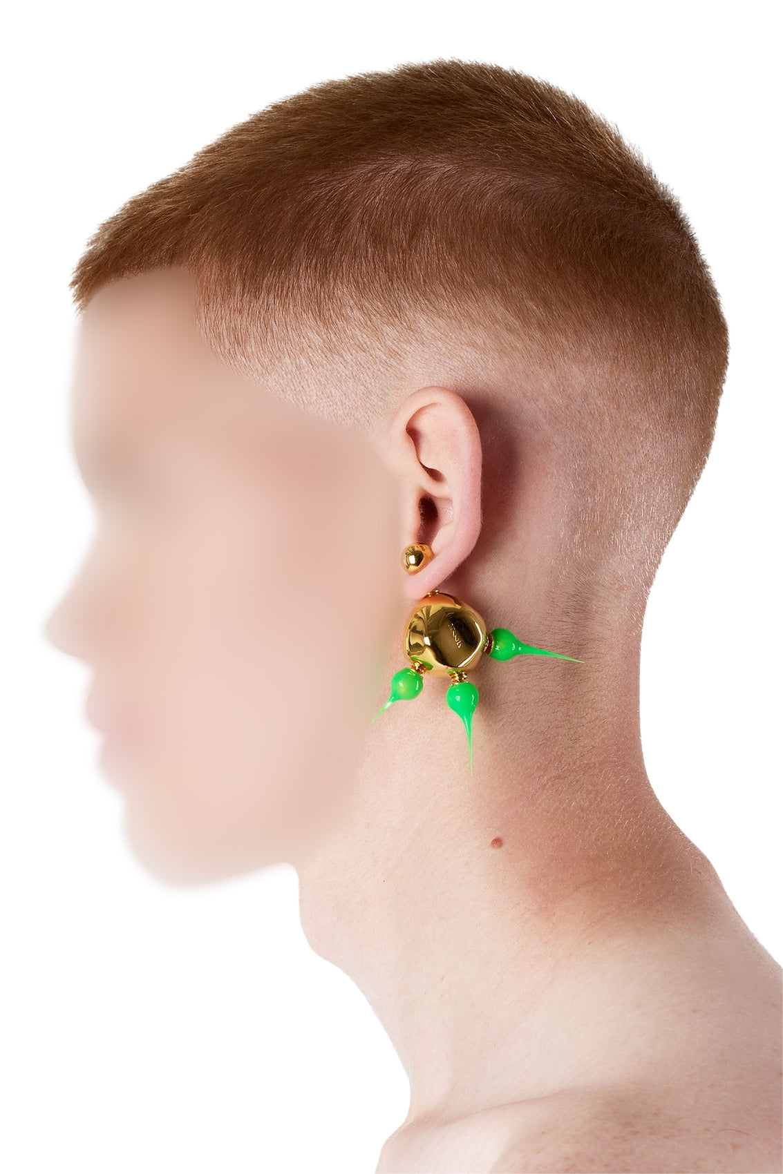 Round asymmetrical Spike earrings - Neon Green
