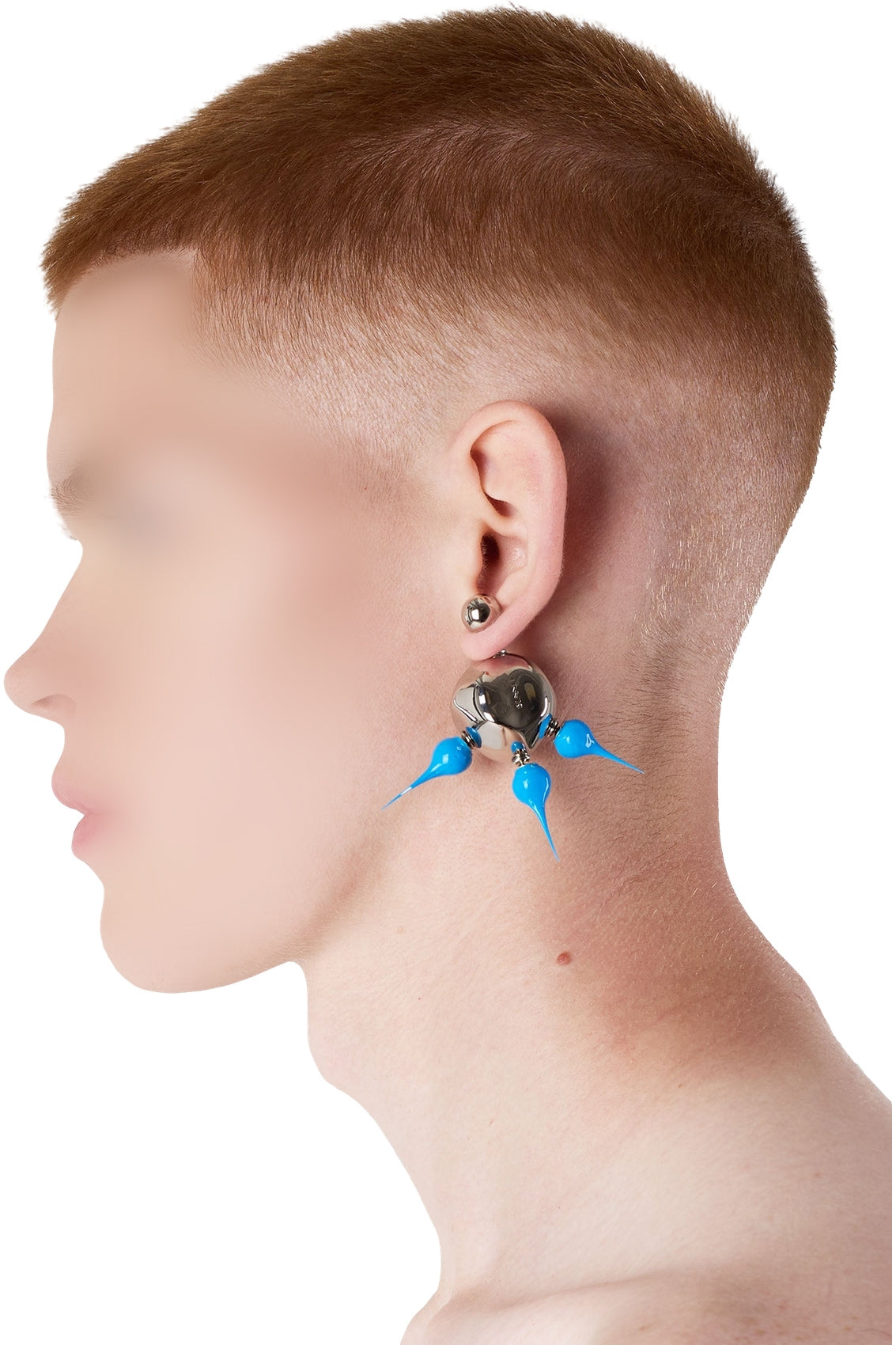 Round asymmetrical Spike earrings - Turquoise