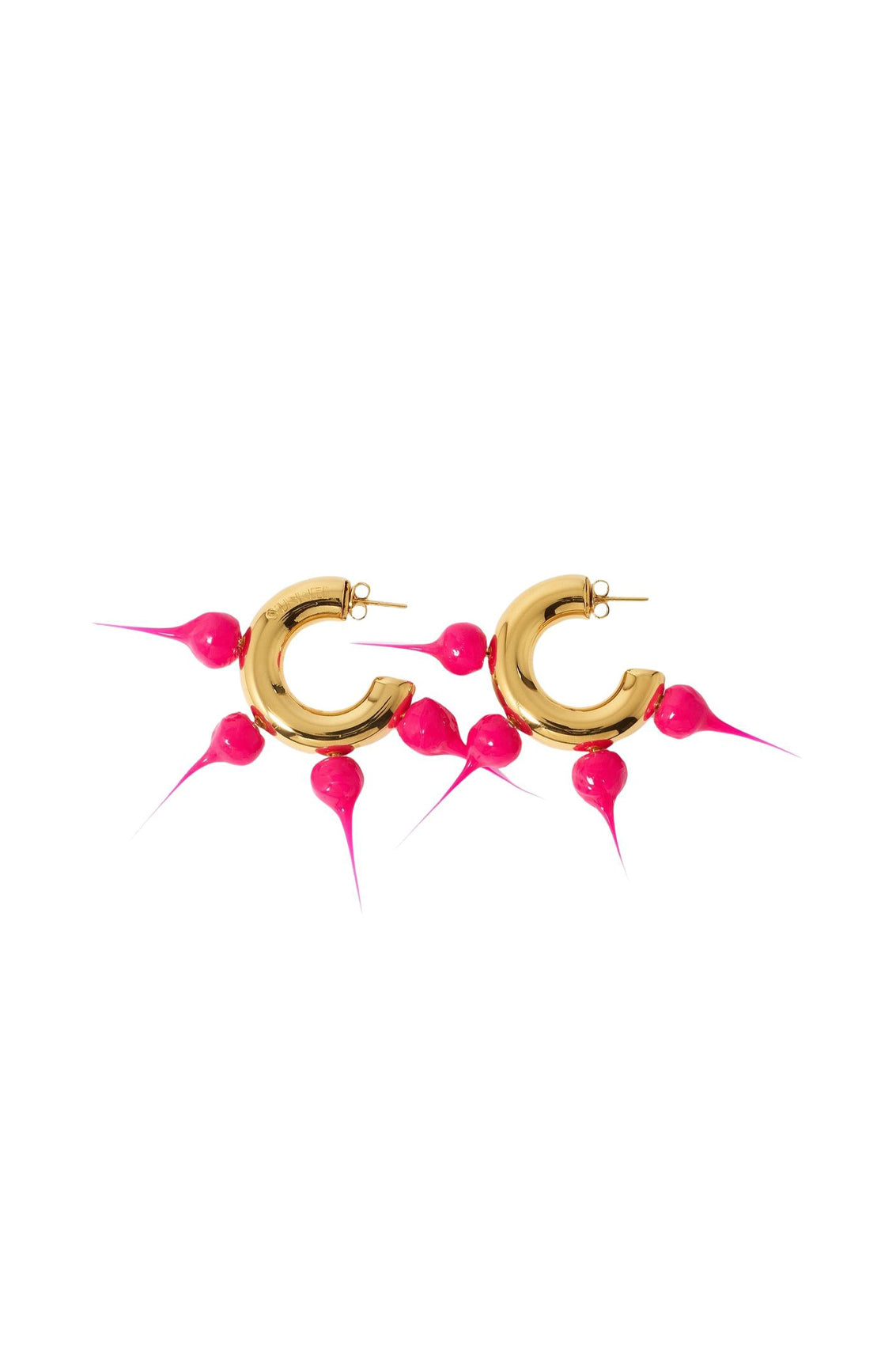 Small Spike hoop earrings - Fuchsia