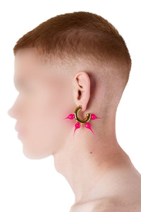Small Spike hoop earrings - Fuchsia