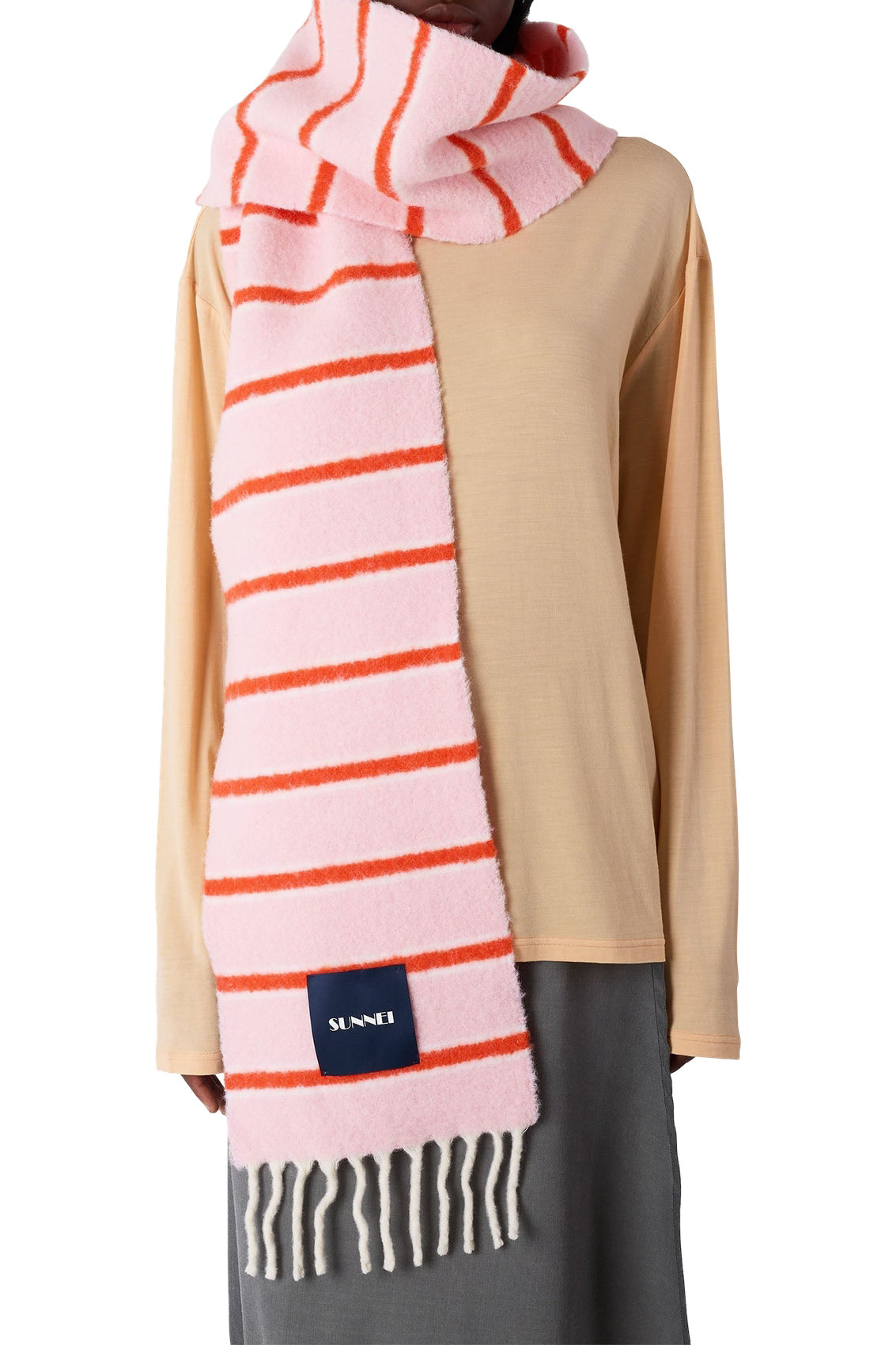 Wool striped scarf - Pink