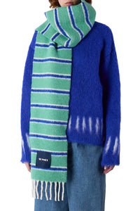 Striped wool scarf - Green