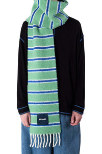 Striped wool scarf - Green