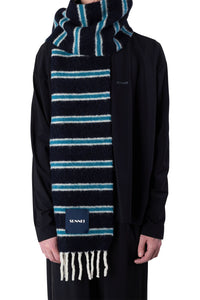 Striped wool scarf - Blue