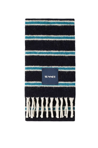Striped wool scarf - Blue